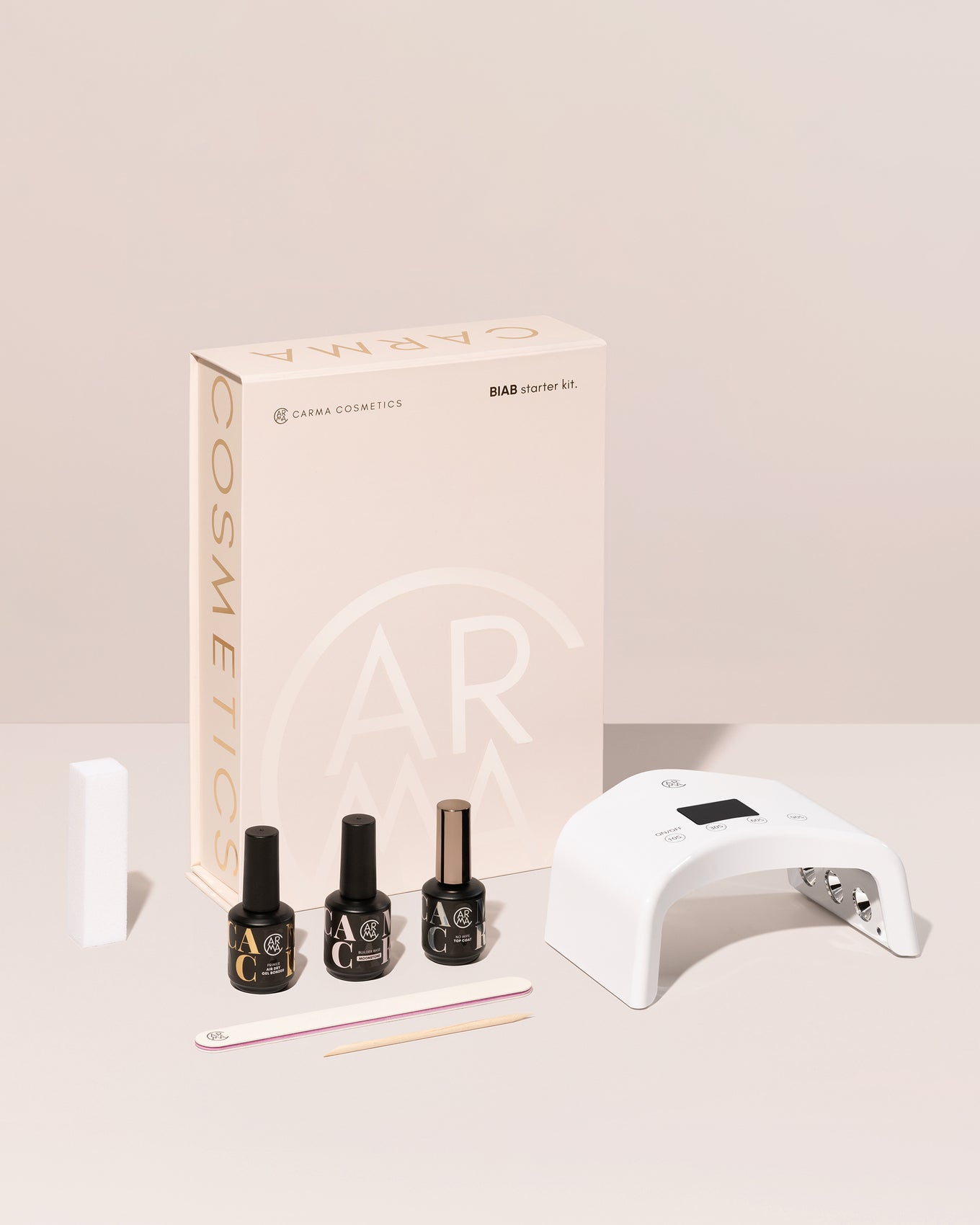 CARMA Luxe Kit Moonstone BIAB Starter Kit met HALO LED lamp en latte nude essentials