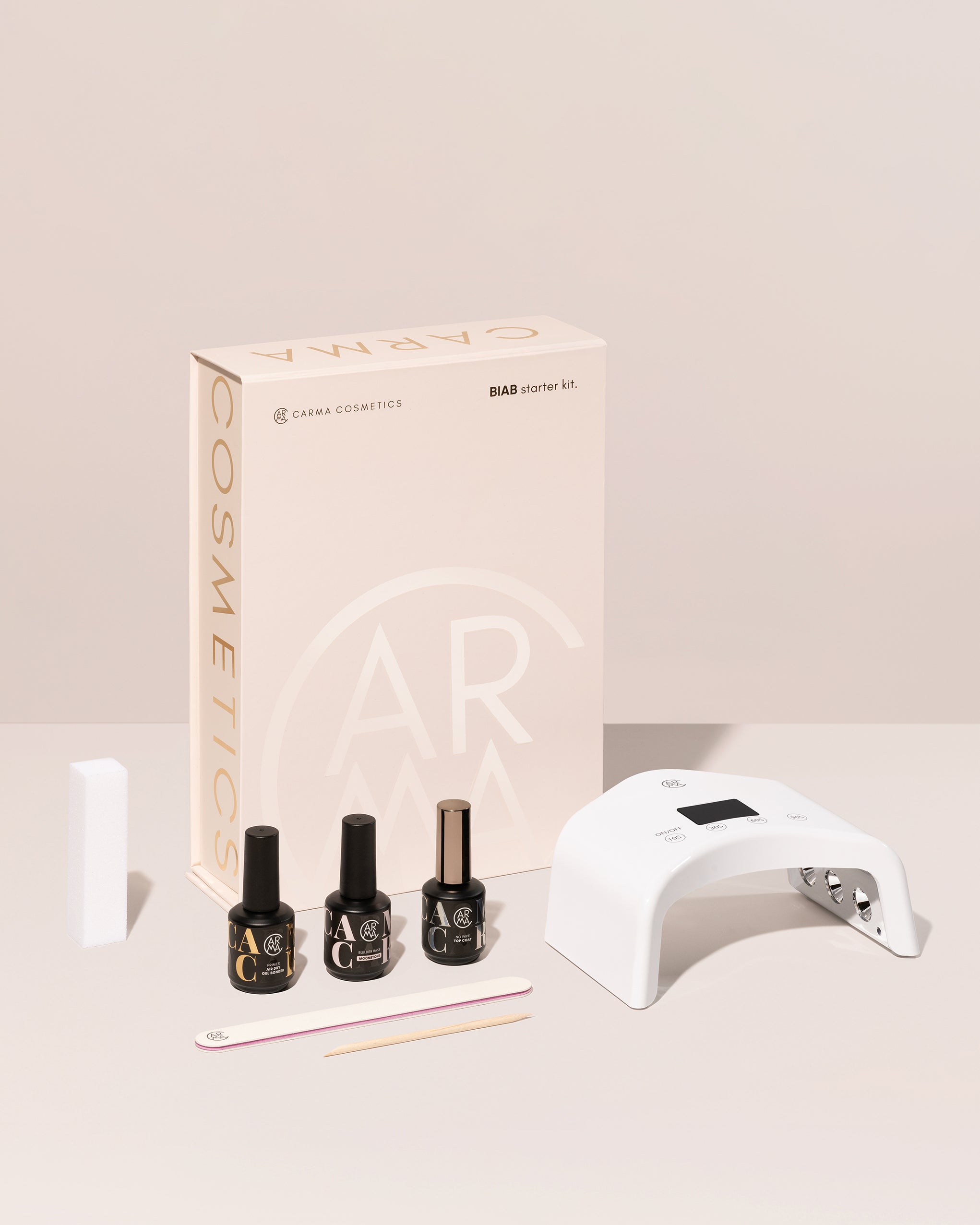 CARMA Luxe Kit Moonstone BIAB Starter Kit met HALO LED lamp en latte nude essentials