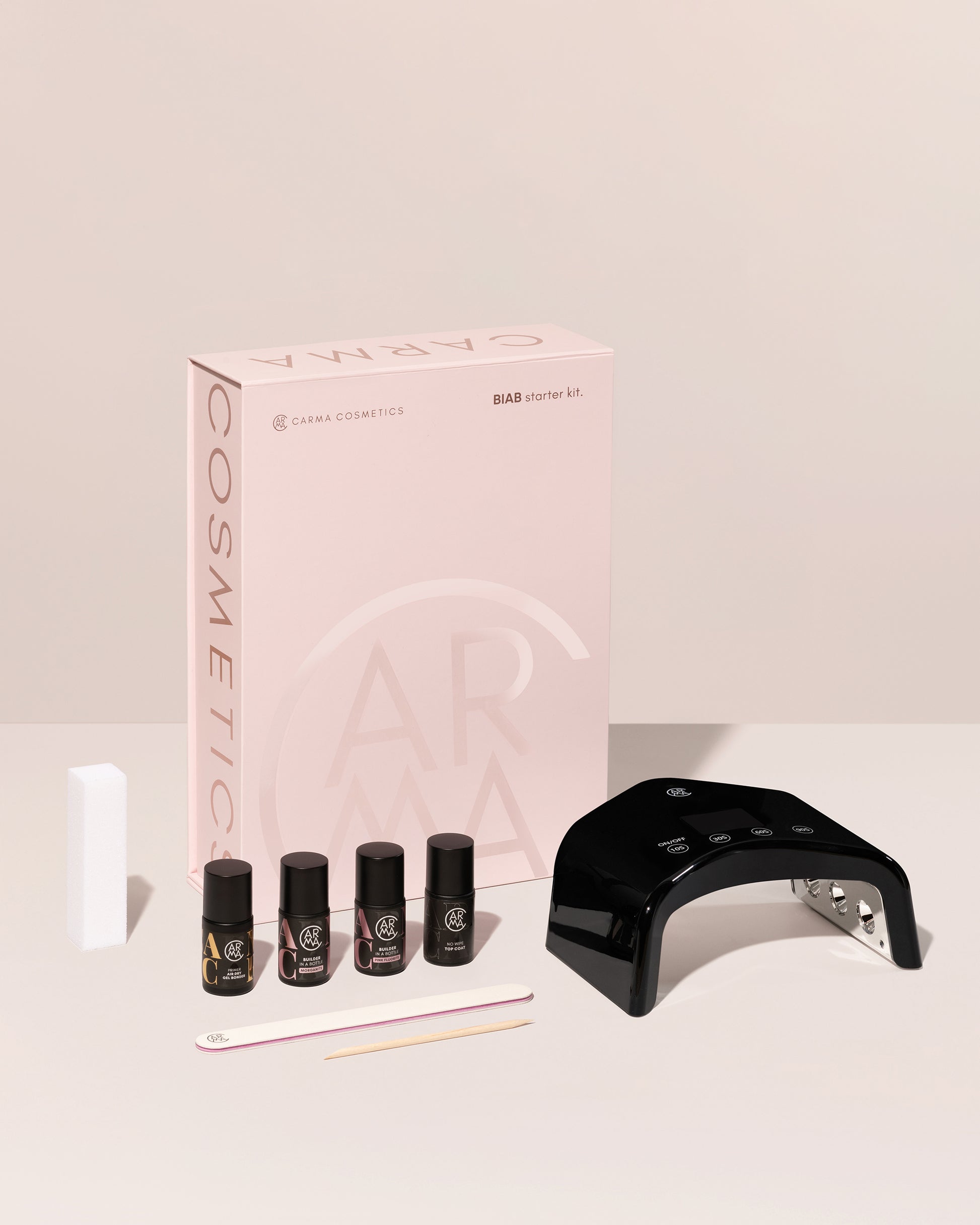 Carma Cosmetics Rosy Minerals BIAB Starter Kit met HALO lamp en roze giftbox