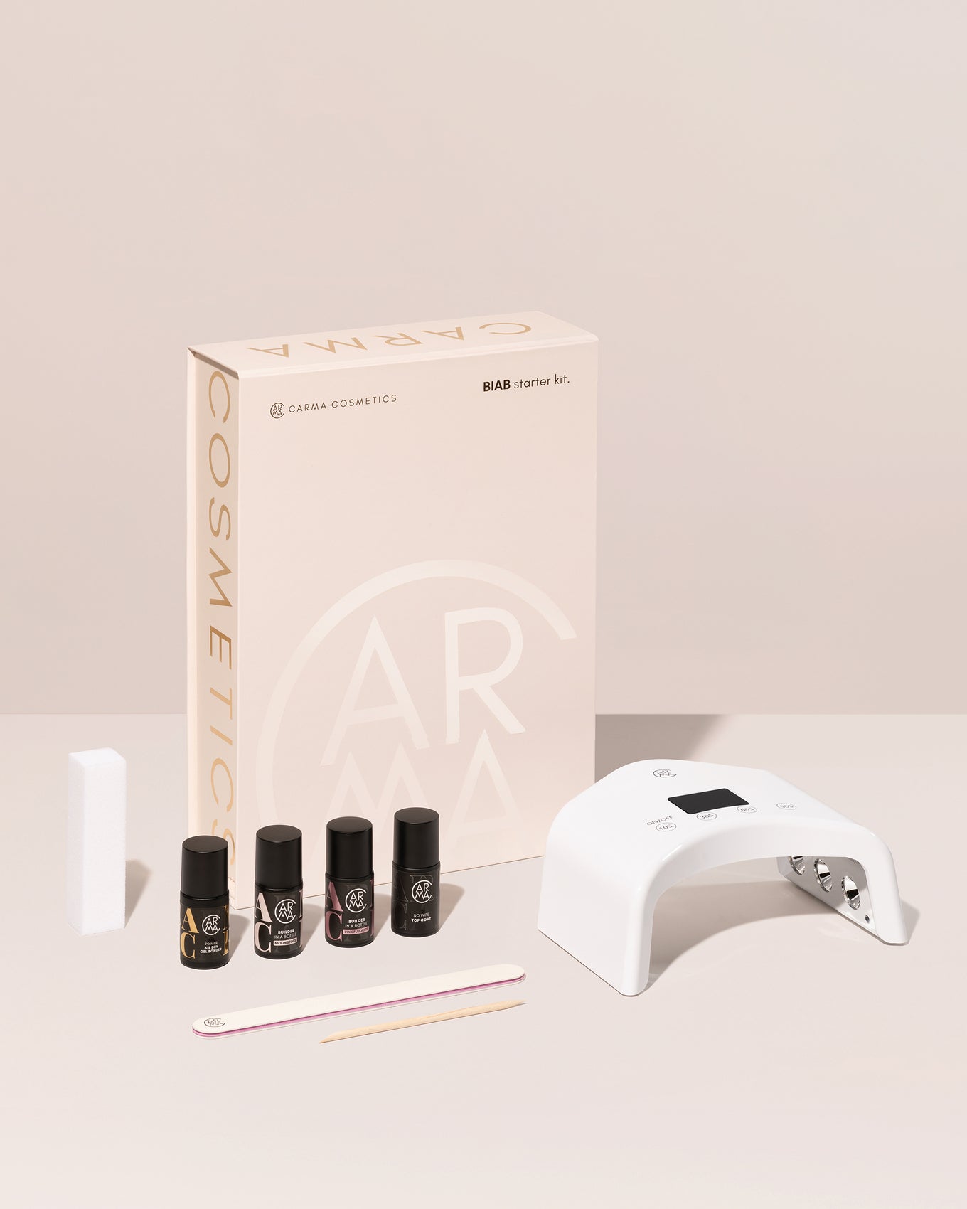 CARMA Creamy Glow BIAB Set met Moonstone, Mineral Glow, Primer en witte HALO LED lamp