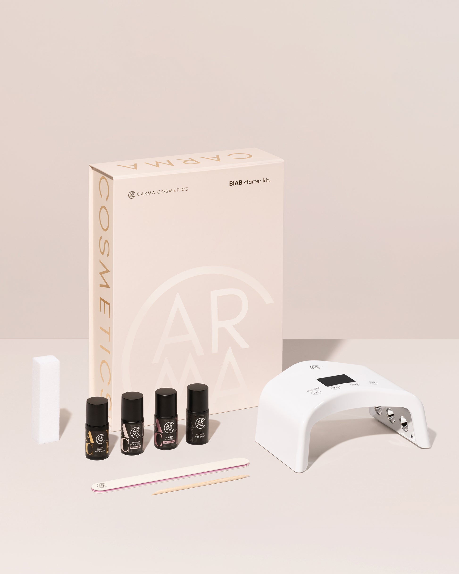 CARMA Creamy Glow BIAB Set met Moonstone, Mineral Glow, Primer en witte HALO LED lamp
